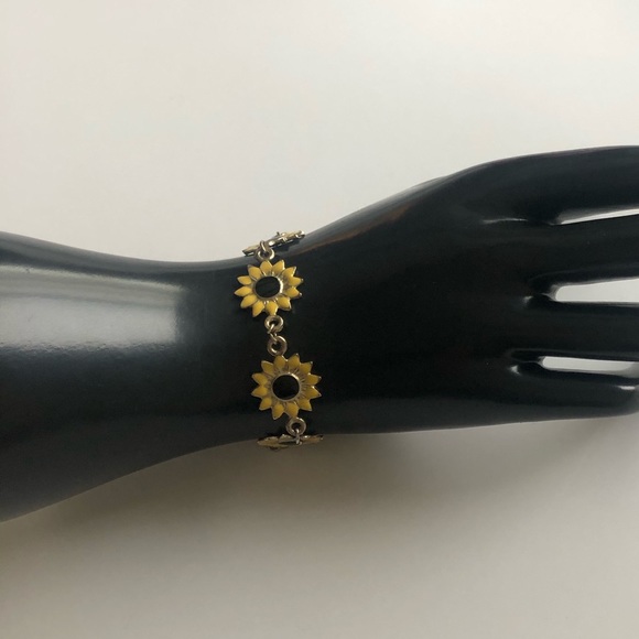 Enamel Sunflower Linked Gold-tone Bracelet - Picture 2 of 5